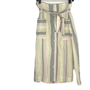 Rails Women’s Medium Multicolor Gelina Laurel Striped Linen Blend Midi Skirt